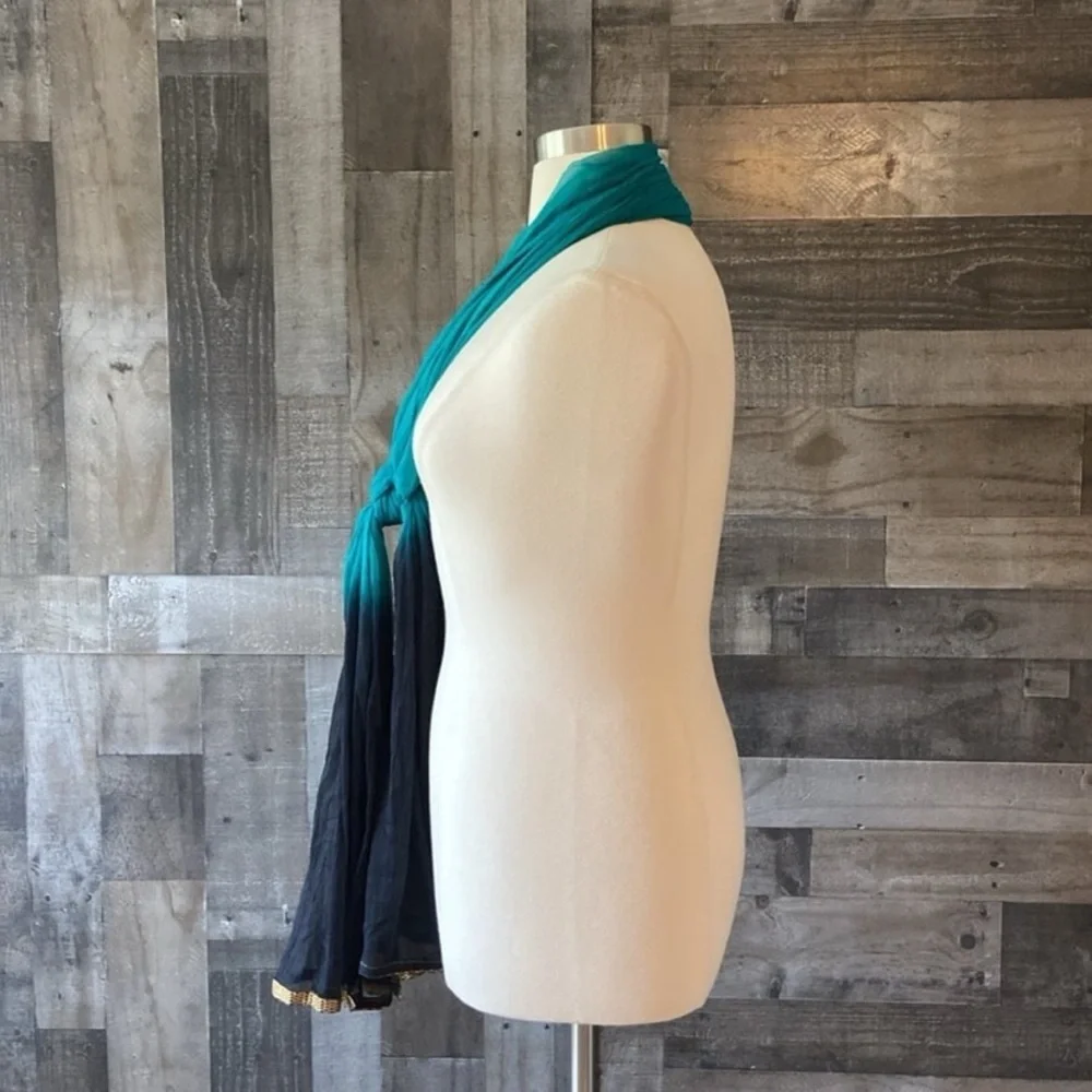 Gorgeous black green gold ombré scarf lightweight dark feminine witchy coastal